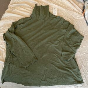 Lands' End Olive Green Knit Turtleneck Top